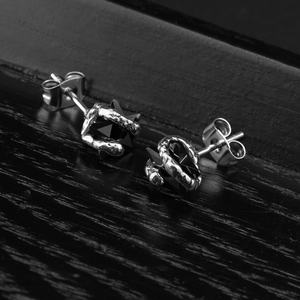 Pendientes de Acero Inoxidable de Moda, con Cristales Negros y Dijes de Serpiente, Accesorios de Joyería para Dropshipping - Product Image 3