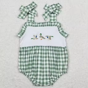 Nuevo Conjunto de Ropa para Bebé Niño, Estilo Boutique, con Bordado de Pato Mallard a Cuadros, Mameluco sin Mangas para Verano - Product Image 5