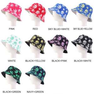 Sombrero de cubo de doble capa al por mayor para mujer, gorra de playa colorida con hojas para el sol, ideal para el verano - Product Image 6