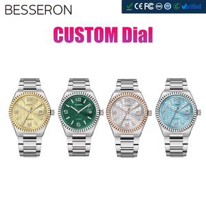 Montre mécanique automatique personnalisée pour hommes, haute qualité, style japonais, étanche, bracelet en acier argenté avec cadran, OEM - Product Image 2