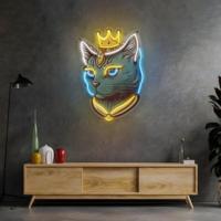 Lampu Neon LED Kucing Bulan Lucu yang Dipersonalisasi, Tahan Air, untuk Ruang Game Anak Perempuan & Perusahaan