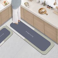 Tapis de cuisine bleu, tapis de salle de bain long antidérapant, super absorbant, résistant, séchage rapide, tapis de bain pour sol