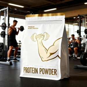 Sachets refermables en aluminium écologiques et recyclables imprimés sur mesure, 0,5 kg à 5 kg, pour l'emballage de poudre de protéines de lactosérum - Product Image 2