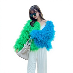Abrigo corto de invierno para <span class=keywords><strong>mujer</strong></span>, estilo europeo americano, con capucha, patchwork, bloques de color, imitación de <span class=keywords><strong>lana</strong></span> y piel sintética, estilo streetwear, para embarazadas. - Product Image 1