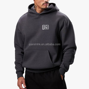 Luxury Heavyweight Pullover <b>Hoodie</b> 400gsm Drop Shoulder Oversized <b>Hoodie</b> Unisex Designer Custom Streetwear <b>Plain</b> <b>Black</b> <b>Hoodie</b> - Product Image 2