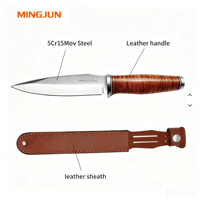 DIY Handgeschmiedetes OEM Camping Bowie-Messer mit Kohlenstoffstahl-Drop-Point-Klinge und Lederscheide
