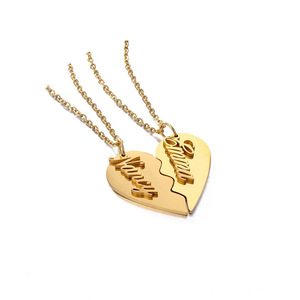 Nouveau design de bijoux tendance pour la Saint-Valentin Collier à pendentif cœur en acier inoxydable plaqué or 18 ct avec lettre pour les couples - Product Image 2