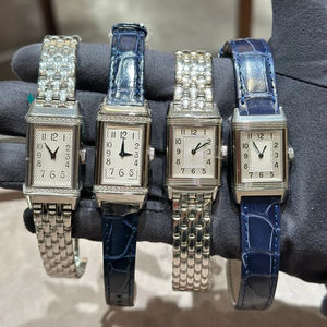 Montre mécanique à mouvement automatique réversible vintage de style designer jaegeer bracelet en cuir acier inoxydable - Product Image 2