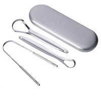 Kit de nettoyage de la langue portable en acier inoxydable pour la maison avec grattoirs en forme de U et double face, fabriqué en Chine