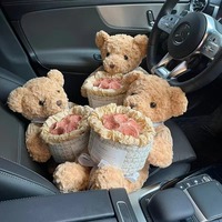 Buket beruang mewah bunga simulasi mawar abadi hadiah Wisuda Hari Valentine untuk anak perempuan tahan lama