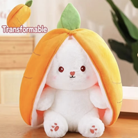 Conejo de Peluche Blanco, Juguete de Peluche Suave, Venta al por Mayor de Animales de Peluche, Nuevo Juguete de Peluche de Conejo Transformable en Fresa