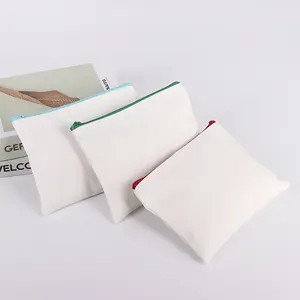 Bolsa de lápices personalizada de lona en blanco Bolsa de lápices de lona con cremallera