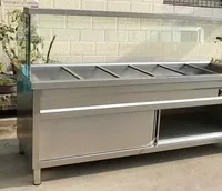 Lyroe Buffet de Restaurant autoportant, panneau de verre en acier inoxydable thermique électrique Bain Marie chauffe-plat avec armoire