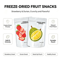 Sachet Doypack Mylar Personnalisé Imprimé pour Fruits Lyophilisés, avec Fermeture Ziplock Argentée et Fenêtre Transparente, pour Emballage Alimentaire