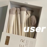 Lot de 10 pinceaux de maquillage professionnels – Poils doux en fibres artificielles, manche en plastique – Pinceaux portables pour poudre libre et illuminateur
