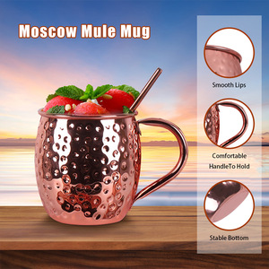 Vendita calda di alta qualità in metallo in acciaio inox mosca mulo <span class=keywords><strong>rame</strong></span> tazze da Cocktail in vetro di vino tazze lucide in acciaio inossidabile martellato - Product Image 3