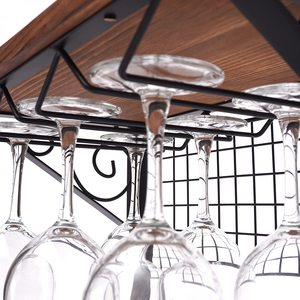 Countertop bảng Top độc đáo sang trọng dọc bằng Gỗ Kim Loại Dây Giá rượu, chai rượu vang và kính chủ - Product Image 2