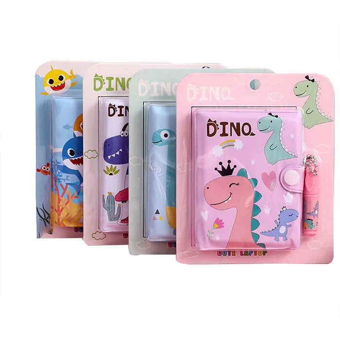 plastic cartoon cover mini notebook with cute ball point pen note book for kids