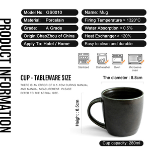 Tasses à café en porcelaine modernes de style café, vente en gros directe d'usine, écologiques, faites à la main, céramique mate noire - Product Image 6