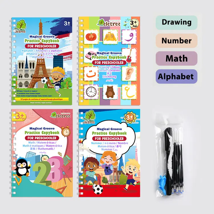 جديد فرنسي للأطفال قلم التحكم في التدريب على الشخصية السحرية دفتر تتبع كتاب مخصص بالجملة