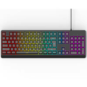 Teclado de Oficina Negro de 104 Teclas, Membrana USB, Cableado, Personalizado, Tamaño Completo, 5 Colores de Iluminación, Retroiluminado - Product Image 1