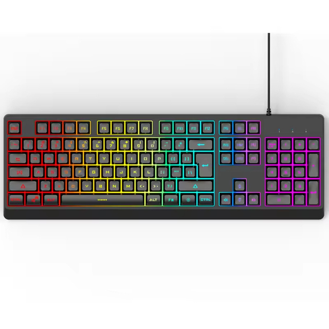 104 Key Black Office Membrane USB Wired Customized Full Sized Keyboard 5 Colors Lighting Backlit