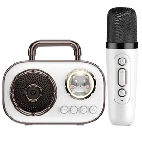Alto-falante portátil estilo handheld BT para casa ao ar livre cantando pequena família KTV microfone sem fio bonito mini conjunto de alto-falantes de karaokê