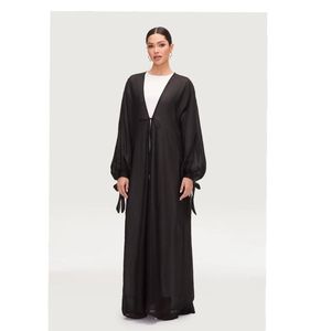 <span class=keywords><strong>Al</strong></span> <span class=keywords><strong>Haramain</strong></span> Thobe Ramadan Decoraciones Robe Black Cordón Abaya De Luxe String Open Abaya - Product Image 3