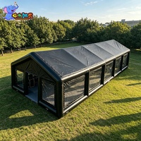 Tente de réception gonflable, grand chapiteau noir en PVC avec structure pneumatique et fenêtres transparentes pour réceptions, traiteurs et événements commerciaux