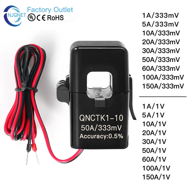 Split Core Current Transformer Ferrite Core QNCTK1-16 100A 333mV 50A 1V 30A 0.333V 5A 5V AC CT Clamp Current Transducer Sensor