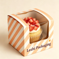 Caja de Embalaje Personalizada para Pasteles y Postres, Caja de Embalaje para Cupcakes para Llevar con Ventana Transparente, Caja de Papel para Pasteles de Grado Alimenticio