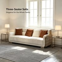 Juego de Sofás Modernos Minimalistas de Forma Lineal con Detalles Metálicos Dorados, Tela Suave, Muebles Duraderos y Ecológicos para Sala de Estar