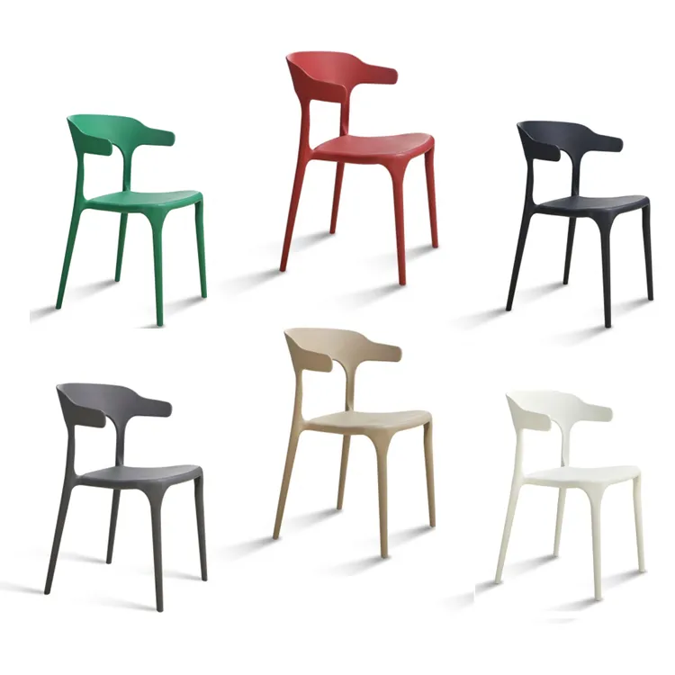 Оптовая продажа, Современные садовые стулья для улицы, полипропиленовые цветные твердые эргономичные пластиковые стулья из бычьего рога