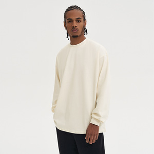 Personnalisation en gros de t-shirt en coton pur 280G pour hommes, chemise à manches longues décontractée ample à col rond pour le <span class=keywords><strong>sport</strong></span> - Product Image 4