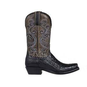 Botas Vaqueras Góticas para Hombre - Botas Ecuestres de Cuero Desgastado con Bordado, Tacón <span class=keywords><strong>Cubano</strong></span> Grueso - Product Image 4