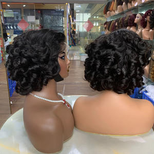 Perruques en cheveux vierges vietnamiens 100% cheveux humains SDD 12 pouces # Perruques à fermeture en dentelle N Bouncy Curl 5*5 - Product Image 4