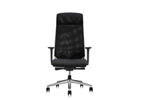 Chaise de bureau ergonomique en maille et cuir avec support lombaire, appui-tête et base pivotante pour espace de travail commercial et salle de conférence