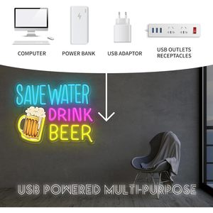 Save Water Drink Beer Neon LED Transparent Acrylic Board Modern Bar Decorative Light Home Decor Ambient Light Shop <b>Sign</b> 5V 12V - Product Image 4