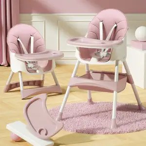 Yüksek kalite yüksek bebek sandalyesi 3 in 1 yemek yüksek mukavemetli kaymaz taban uygun besleme taşınabilir yüksek bebek sandalyesi