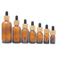 Flacon compte gouttes en bambou pour huiles essentielles, 6mm, 18mm, 20mm, pour les produits de beauté, bouteille en verre avec capuchon en bambou