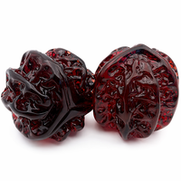 Paire de balles de Baoding en résine et noyer, faites à la main, transparentes, luminescentes, pour exercices des doigts, soulagement du stress, 4,7 cm, cadeau chinois