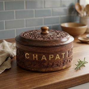 Natural Sheesham Wood Chapati <b>Storage</b> <b>Box</b> Handcrafted <b>With</b> Fine Wood Grain Smooth Finish And Practical <b>Lid</b> Design - Product Image 5