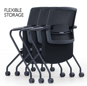 Silla de entrenamiento de malla de almacenamiento flexible con ruedas Silla DE TRABAJO DE MALLA plegable ergonómica para oficina y sala de reuniones - Product Image 4