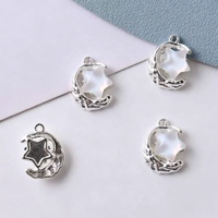 Colgantes de Plata de Ley con Diseño de Luna y Estrella para Fabricación de Joyas, DIY, Pulseras, Collares, Abalorios y Accesorios