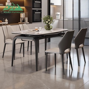 Luxury Italian Minimalist Sintered Stone Dining <b>Table</b>, Smart Extendable Round to Square <b>Table</b> for Small Apartments Xyl-cz041 Sma - Product Image 5