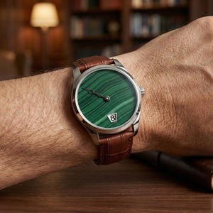 Cadran de montre en pierre taillée à la machine CNC en grès bleu malachite verte naturelle 28.5mm pour plaque de cadrans vierges météorite Nh35 Sw200 9015 - Product Image 6