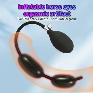 Dilatador uretral inflable de doble bola, dispositivo de masturbación de silicona negra para hombres - Product Image 2