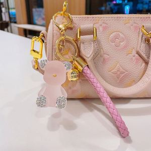 Wholesale Creative Keychain Diamond Studded Jelly Bear Resin Keychains PU Rope Car <b>Keyrings</b> Exquisite Bag Pendants - Product Image 5
