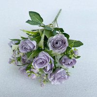 Nouveau style de bouquet de roses artificielles en tissu doux fait main pour mariage, décoration murale florale du Nouvel An