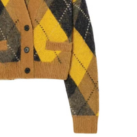 Cardigan personnalisé à manches longues décontracté en maille à col en V à motif floral pour femme